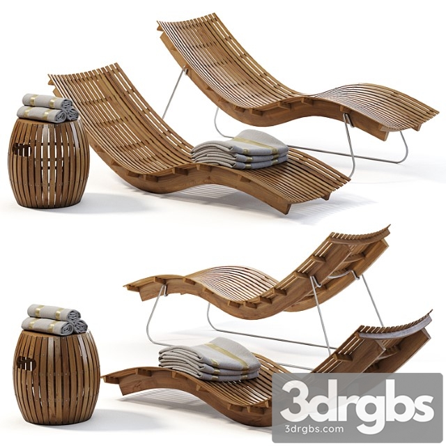 Swing teak stacking chaise longue - thumbnail 1