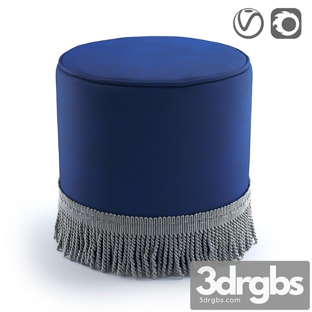 Velor pouf with fringe ramona - thumbnail 1