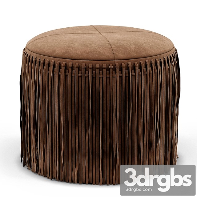 Wisteria suede boho round ottoman - thumbnail 1