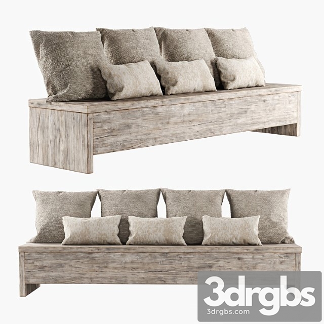 Wooden bench with pillows - thumbnail 1