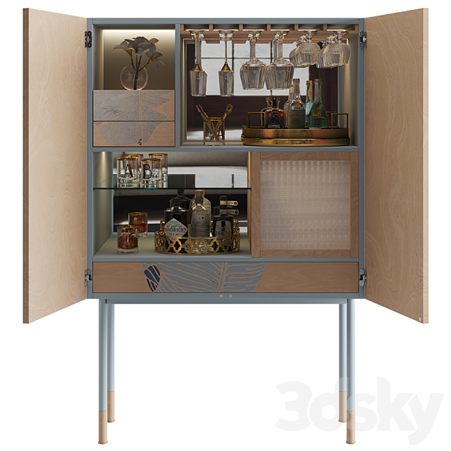 1st DIBS 21st Century Basjoo Bar Cabinet 3ds Max - thumbnail 1