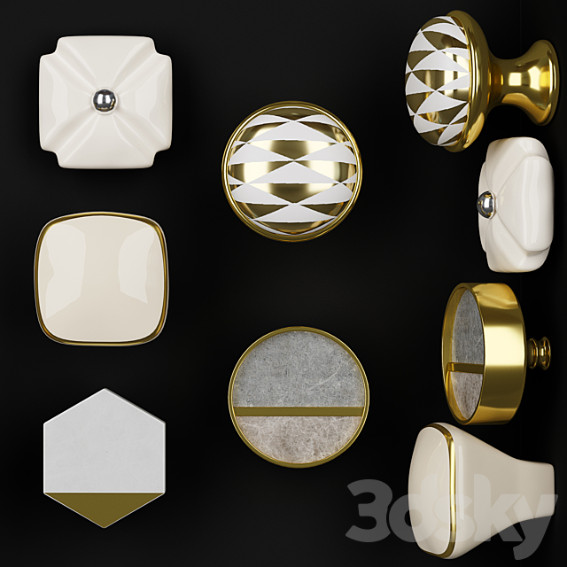 2 Set of furniture handles ZARA HOME 3ds Max - thumbnail 1