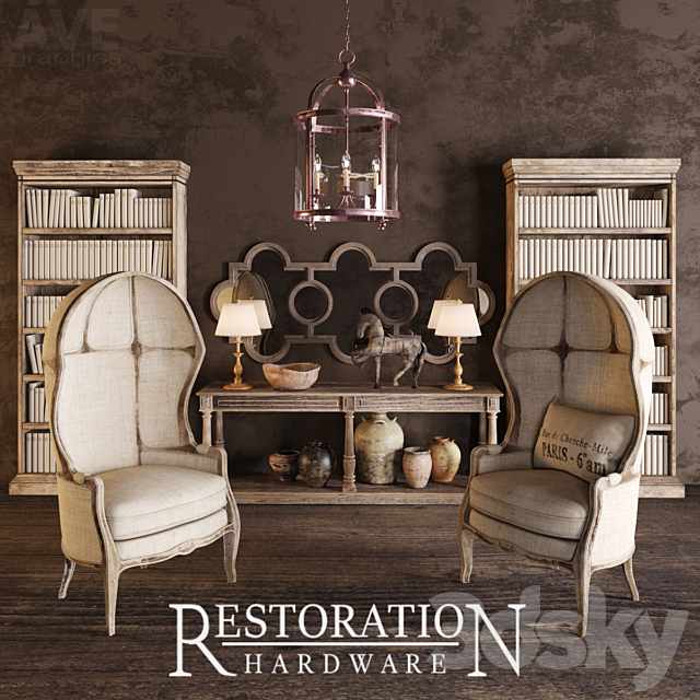 AVE Restoration Hardware set RH 3ds Max - thumbnail 1