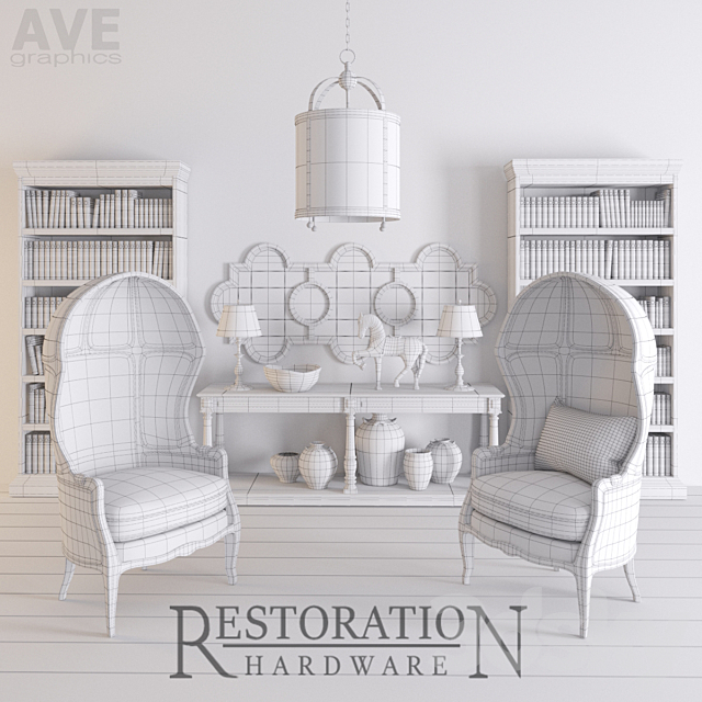 AVE Restoration Hardware set RH 3ds Max - thumbnail 2