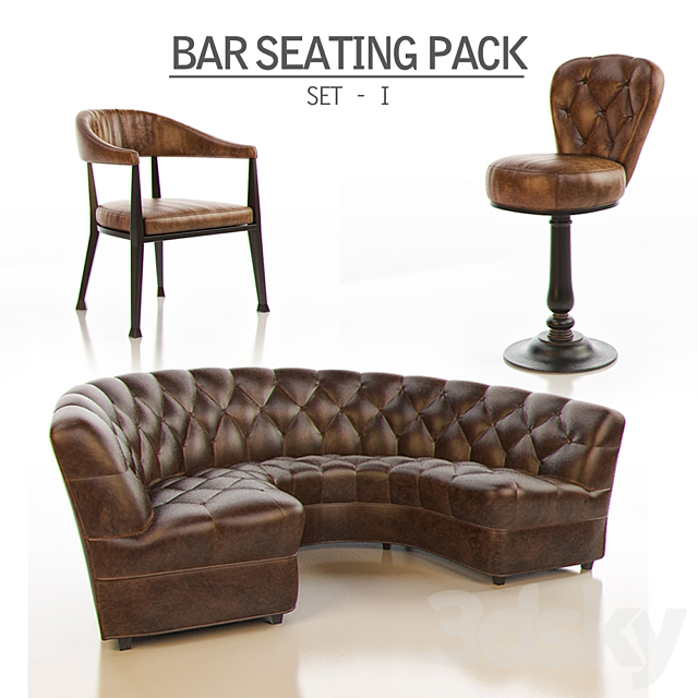 Bar Seating Pack – Set 1 3ds Max - thumbnail 1