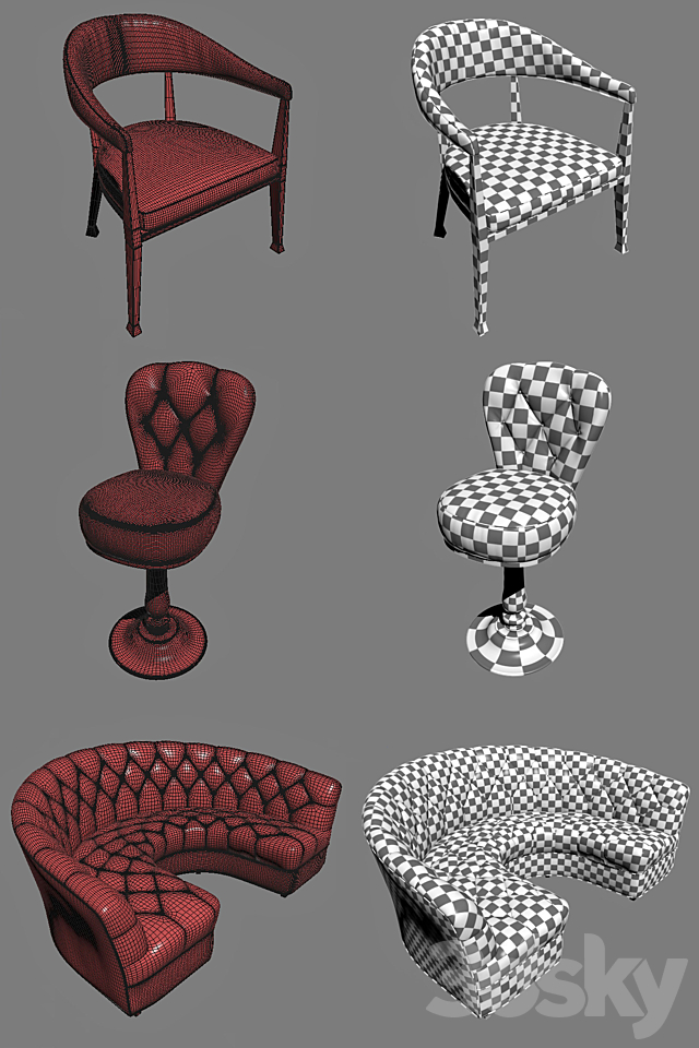 Bar Seating Pack – Set 1 3ds Max - thumbnail 3