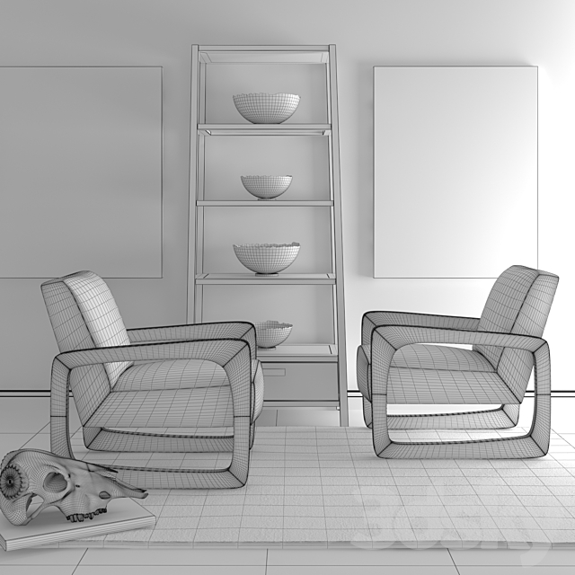 Bernhardt – Silvain Chair & Chilton Etagere 3ds Max - thumbnail 3