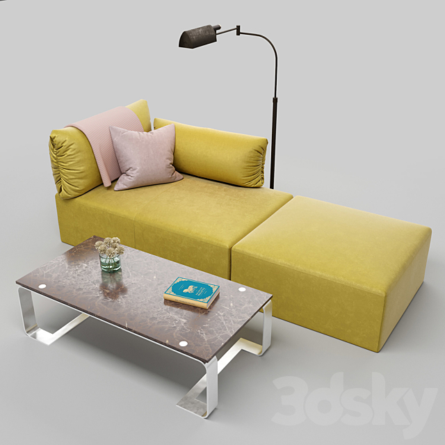 bottega veneta tassello sofa set 3ds Max - thumbnail 1