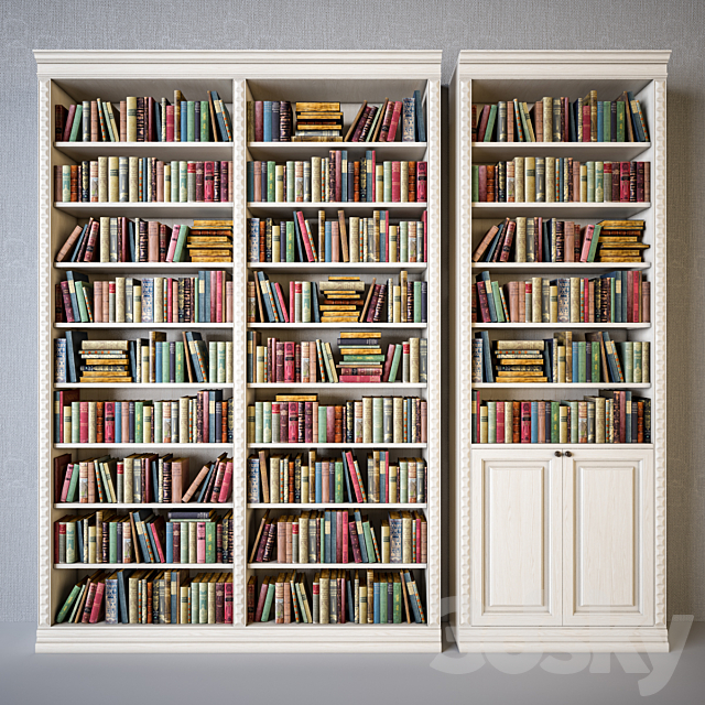 Cabinets with classical books 3ds Max - thumbnail 1