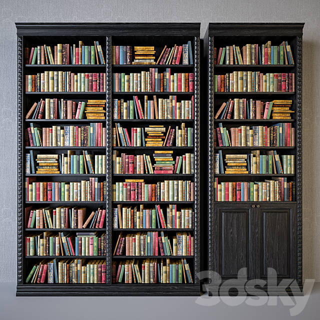 Cabinets with classical books 3ds Max - thumbnail 2