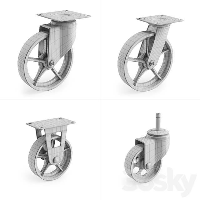 Casters set 2 3ds Max - thumbnail 2