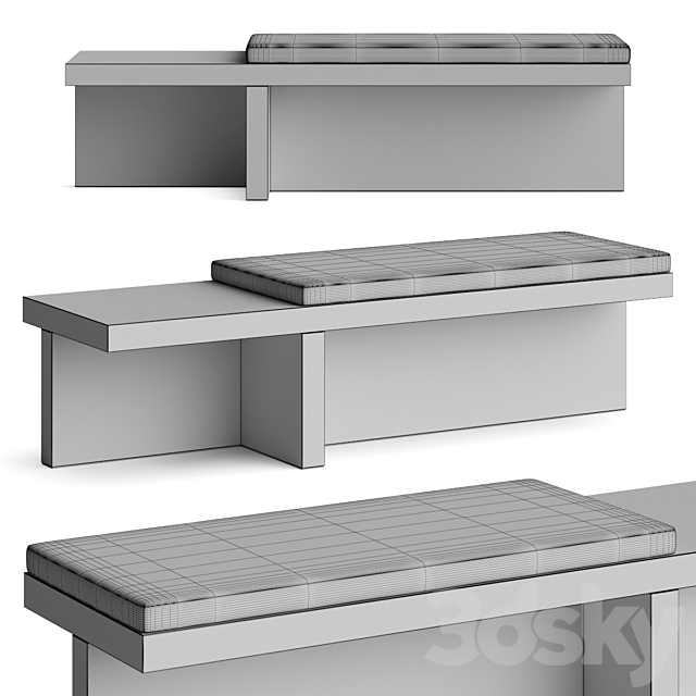 CB2 Pierre Travertine Bench 3ds Max - thumbnail 3