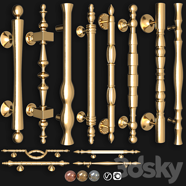 Collection of door knobs and handle-set 017 3ds Max - thumbnail 1