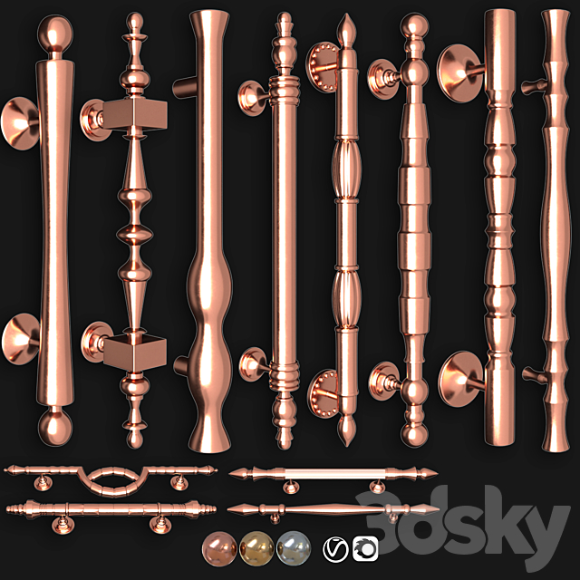 Collection of door knobs and handle-set 017 3ds Max - thumbnail 2