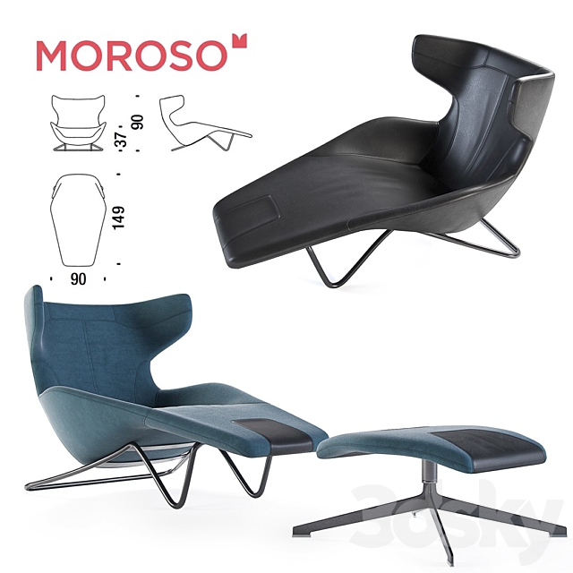 Couch Moroso take a line for a walk chaise longue 3ds Max - thumbnail 1