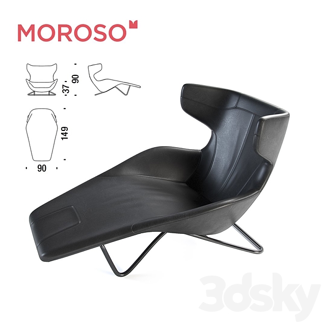 Couch Moroso take a line for a walk chaise longue 3ds Max - thumbnail 2