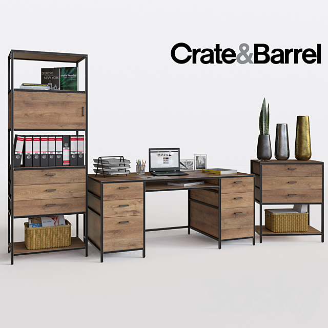 Crate&Barrel Knox Executive Desk set 3ds Max - thumbnail 1