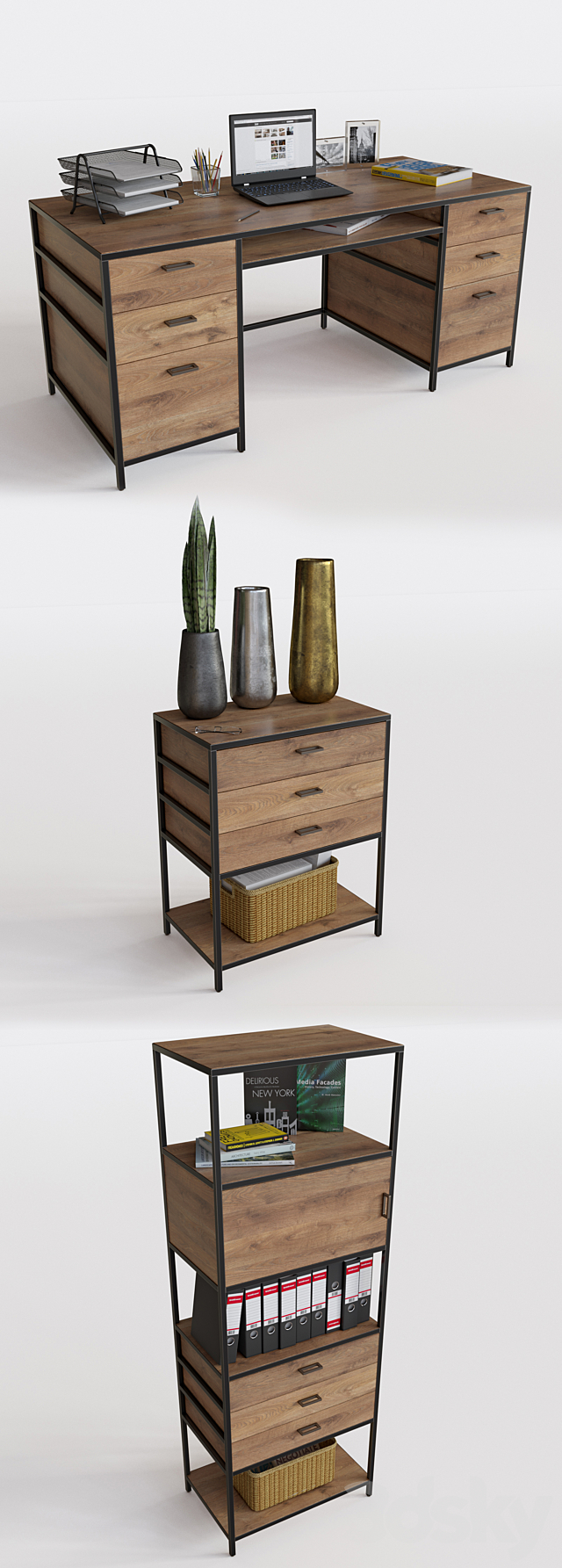 Crate&Barrel Knox Executive Desk set 3ds Max - thumbnail 2