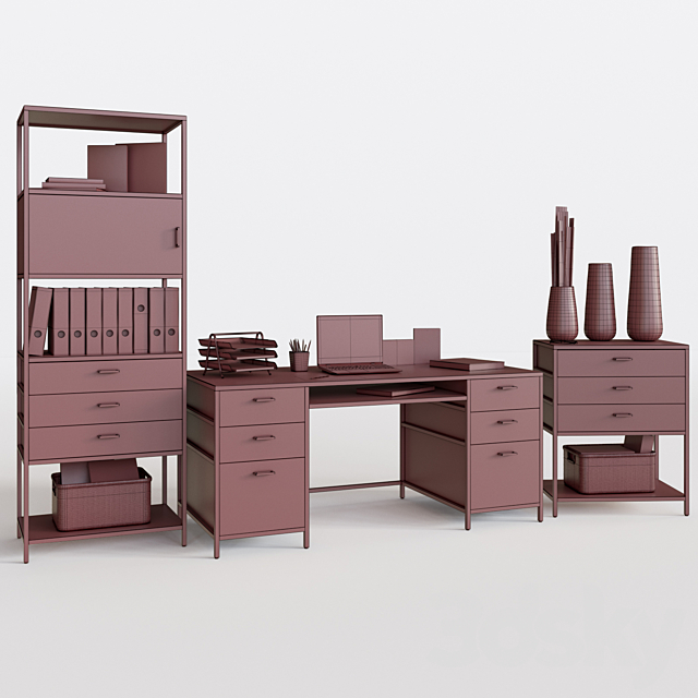 Crate&Barrel Knox Executive Desk set 3ds Max - thumbnail 3