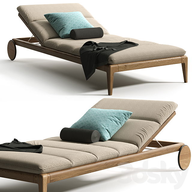 Cruise teak sunbed 3ds Max - thumbnail 1