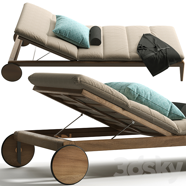 Cruise teak sunbed 3ds Max - thumbnail 2