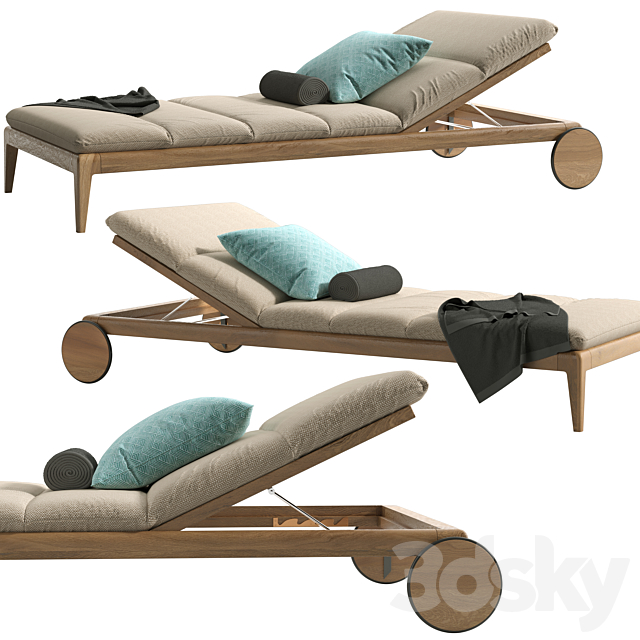 Cruise teak sunbed 3ds Max - thumbnail 3