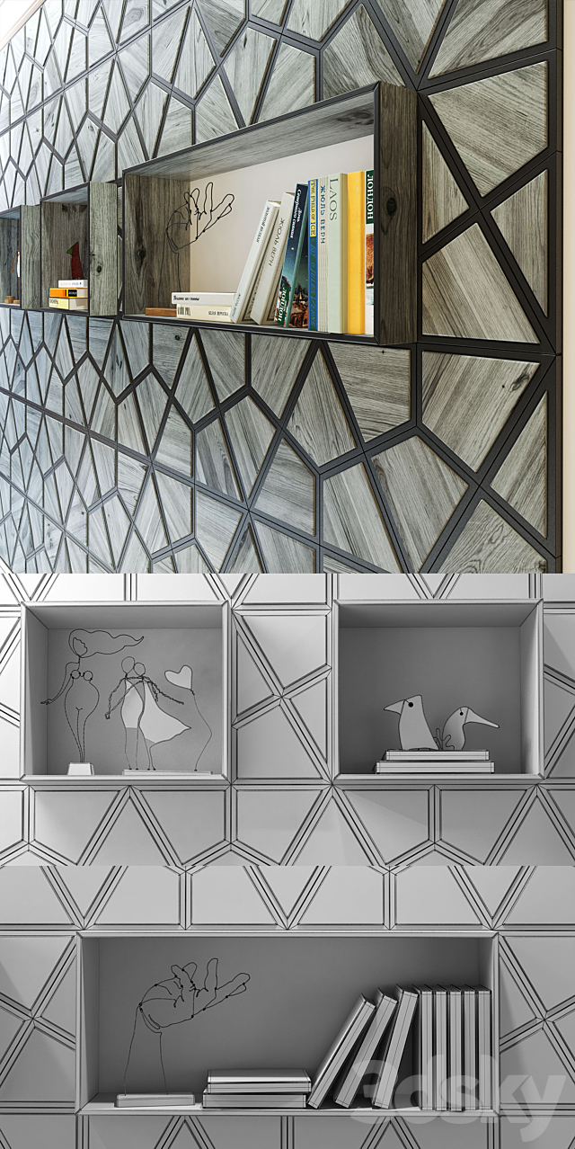 Decorative panel and built-in shelf _ niche “2” 3ds Max - thumbnail 3