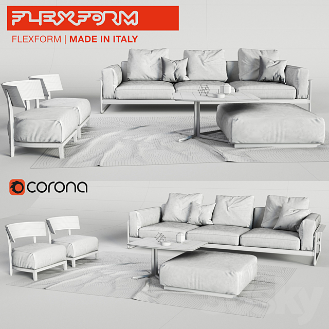 Flexform set 3ds Max - thumbnail 3