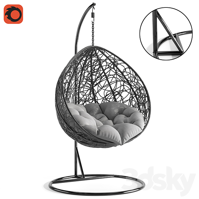 Hanging chair 3ds Max - thumbnail 1