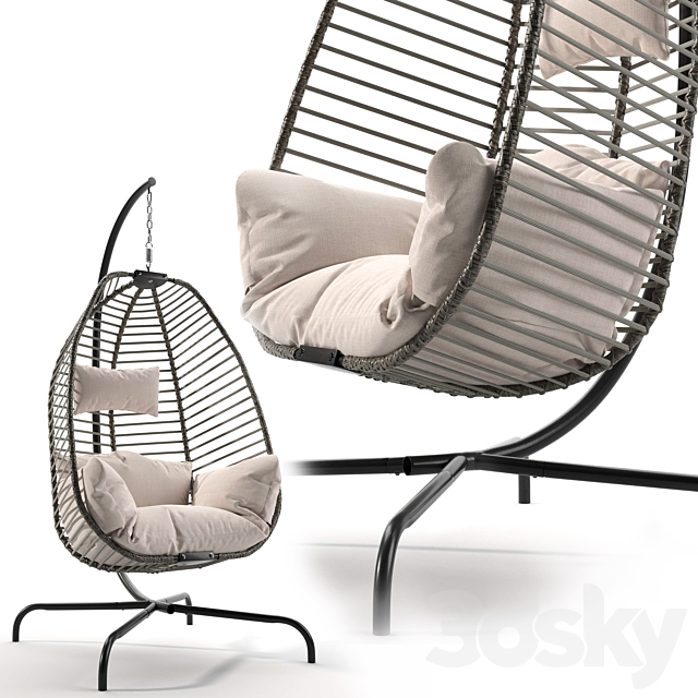 Hanging chair with frame 3ds Max - thumbnail 2