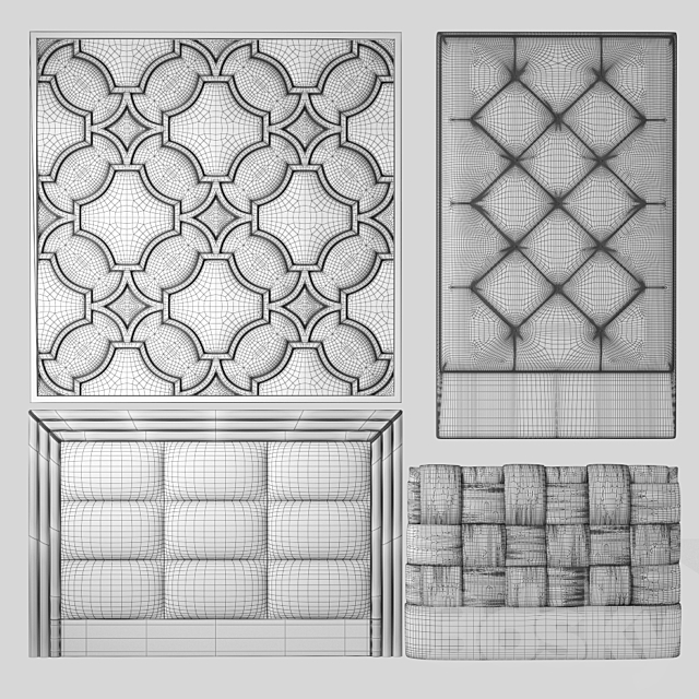 Headboard-9 fabric panel 3ds Max - thumbnail 2