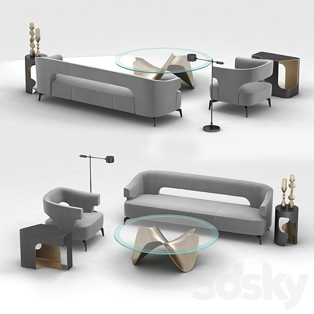 Holly Hunt furniture set 3ds Max - thumbnail 1