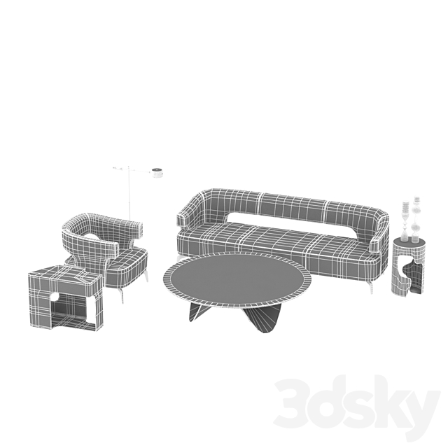 Holly Hunt furniture set 3ds Max - thumbnail 3