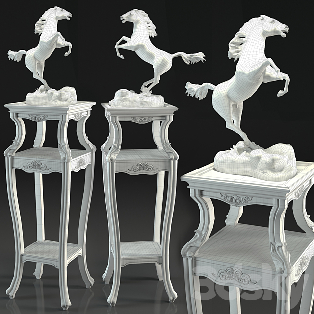 Horse sculpture flower stand 3ds Max - thumbnail 3