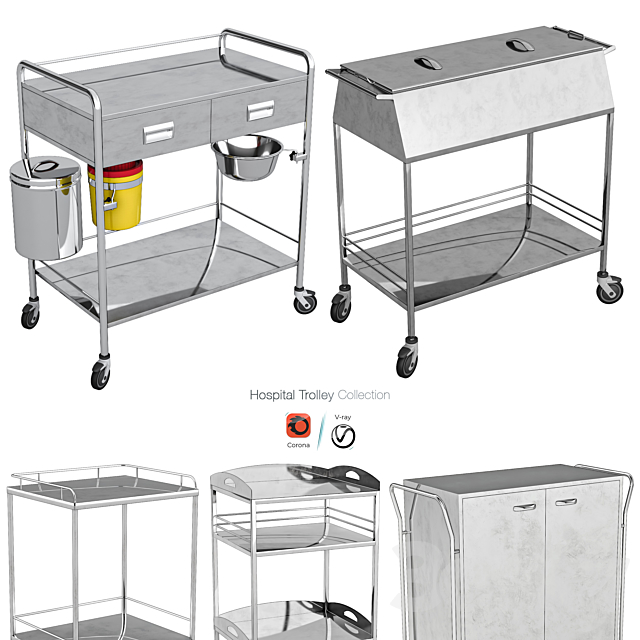 Hospital trolley 3ds Max - thumbnail 1