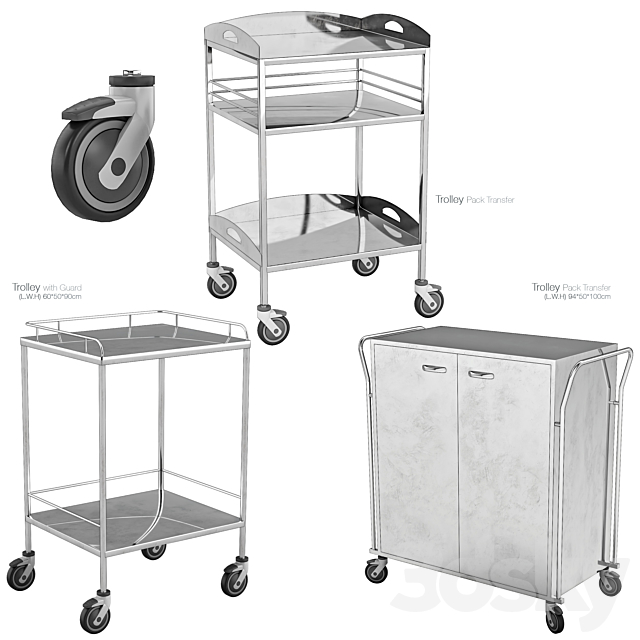 Hospital trolley 3ds Max - thumbnail 3