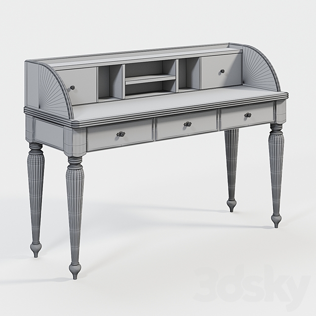 LADYS WRITING DESK HUTCH 3ds Max - thumbnail 3