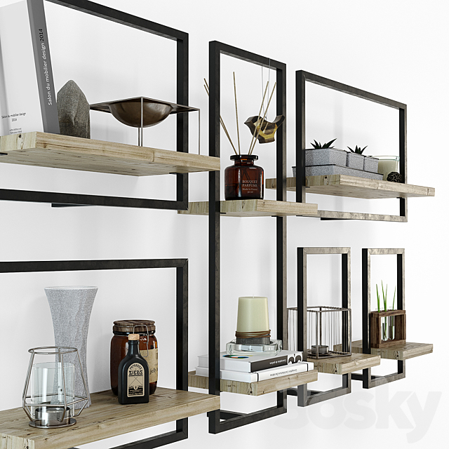 Loft style shelf 3ds Max - thumbnail 3