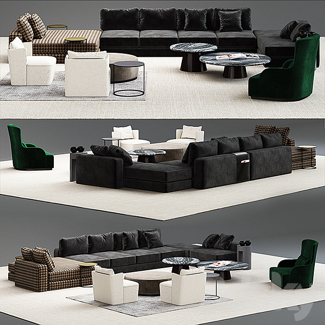 meridiani harold modular sofos set 3ds Max - thumbnail 1