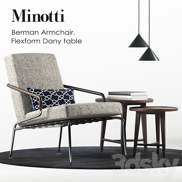 Minotti Berman armchair set 3ds Max - thumbnail 1