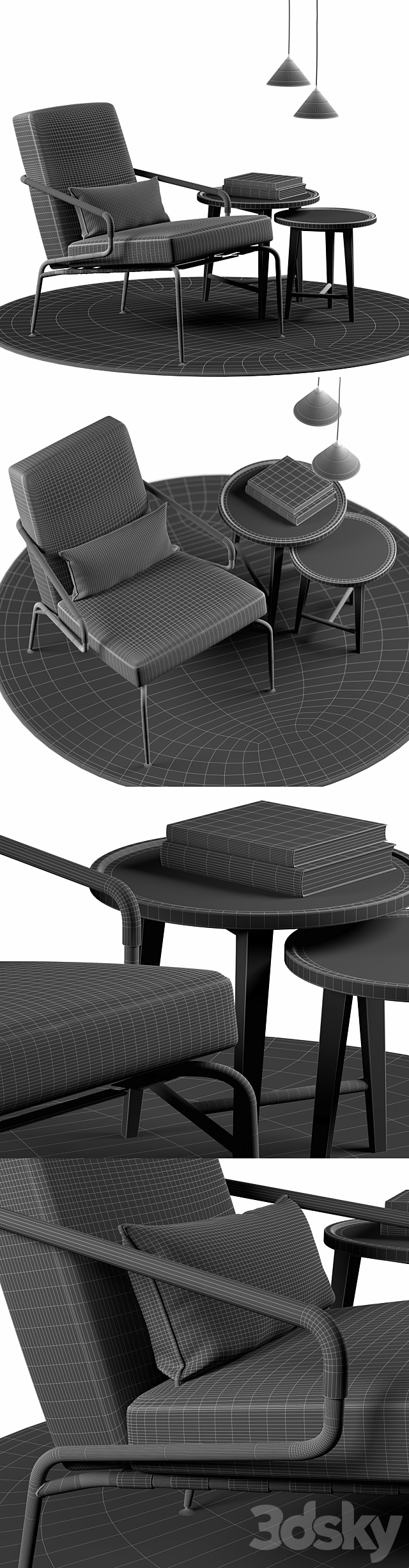 Minotti Berman armchair set 3ds Max - thumbnail 3