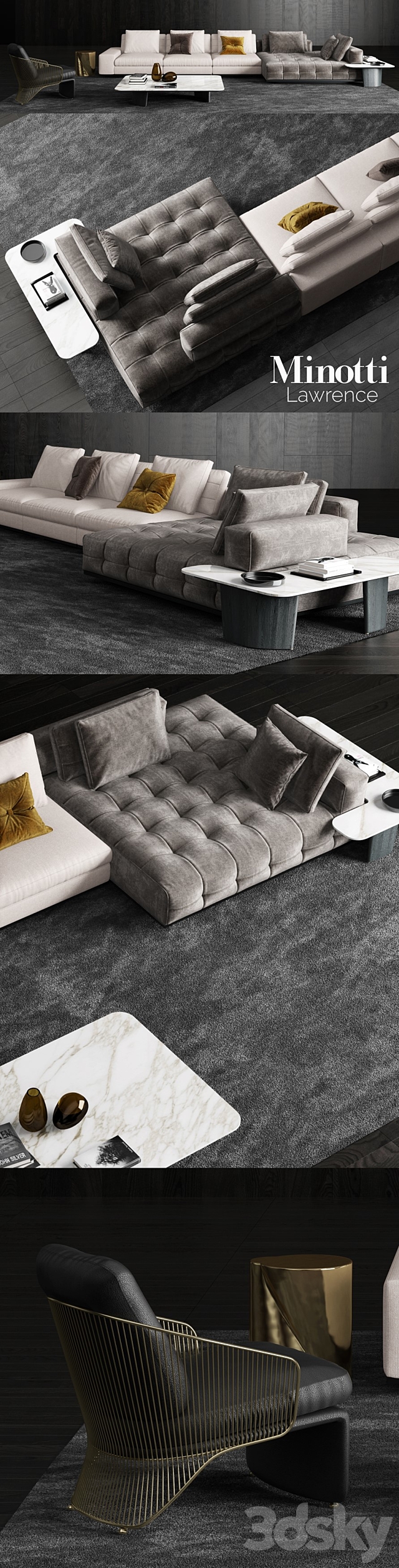 Minotti Lawrence Sofa 3ds Max - thumbnail 2