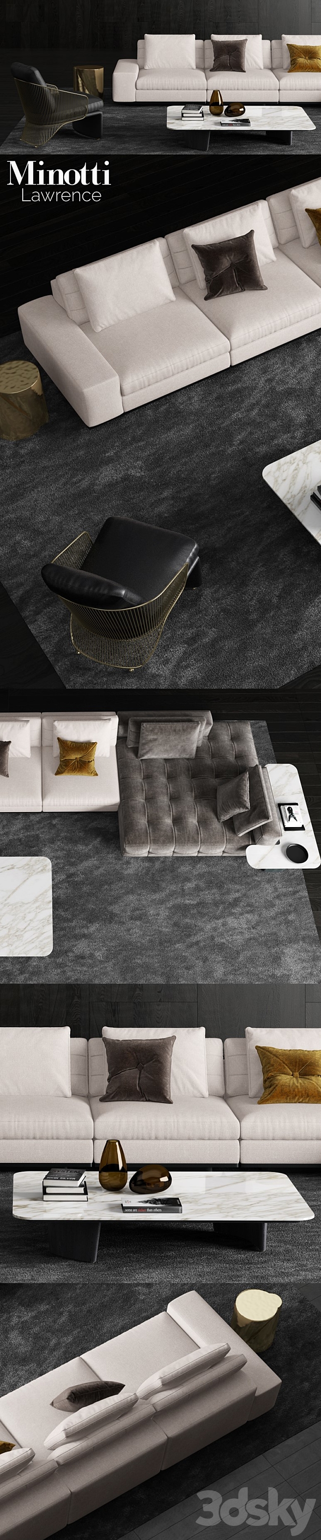 Minotti Lawrence Sofa 3ds Max - thumbnail 3