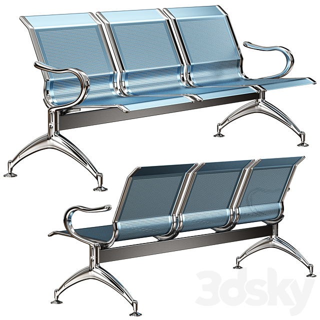 oshujian waiting iron bench chair SJ-8888 3ds Max - thumbnail 1