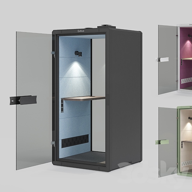 Qubius soundproof phone booth for the open office 3ds Max - thumbnail 1