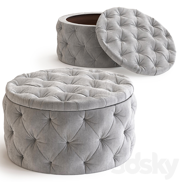 Seating Chest Desire Round Velvet Silver 3ds Max - thumbnail 1