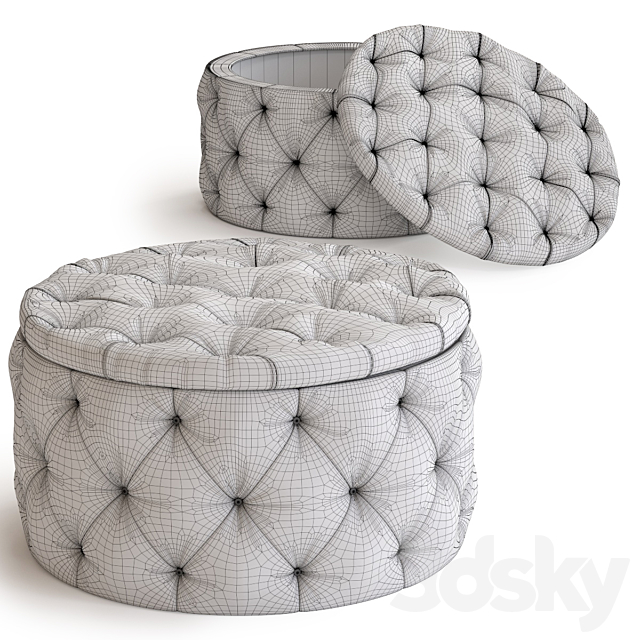 Seating Chest Desire Round Velvet Silver 3ds Max - thumbnail 2