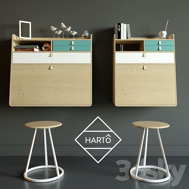 SECRETARY DESK HARTO 3ds Max - thumbnail 1