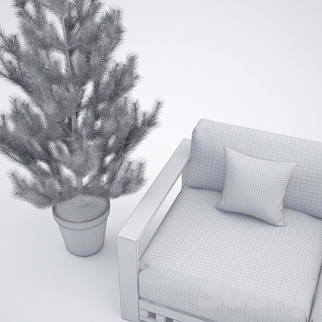 Set outdoor furniture Meridiani Square 3ds Max - thumbnail 3