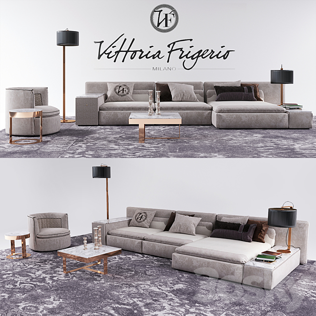 Set Vittoria Frigerio Sofa Serbelonni 3ds Max - thumbnail 1